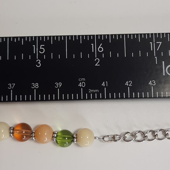 Napier Silver Tone, Glass and‎ Stone Bead Necklace Green Brown White - Picture 7 of 8